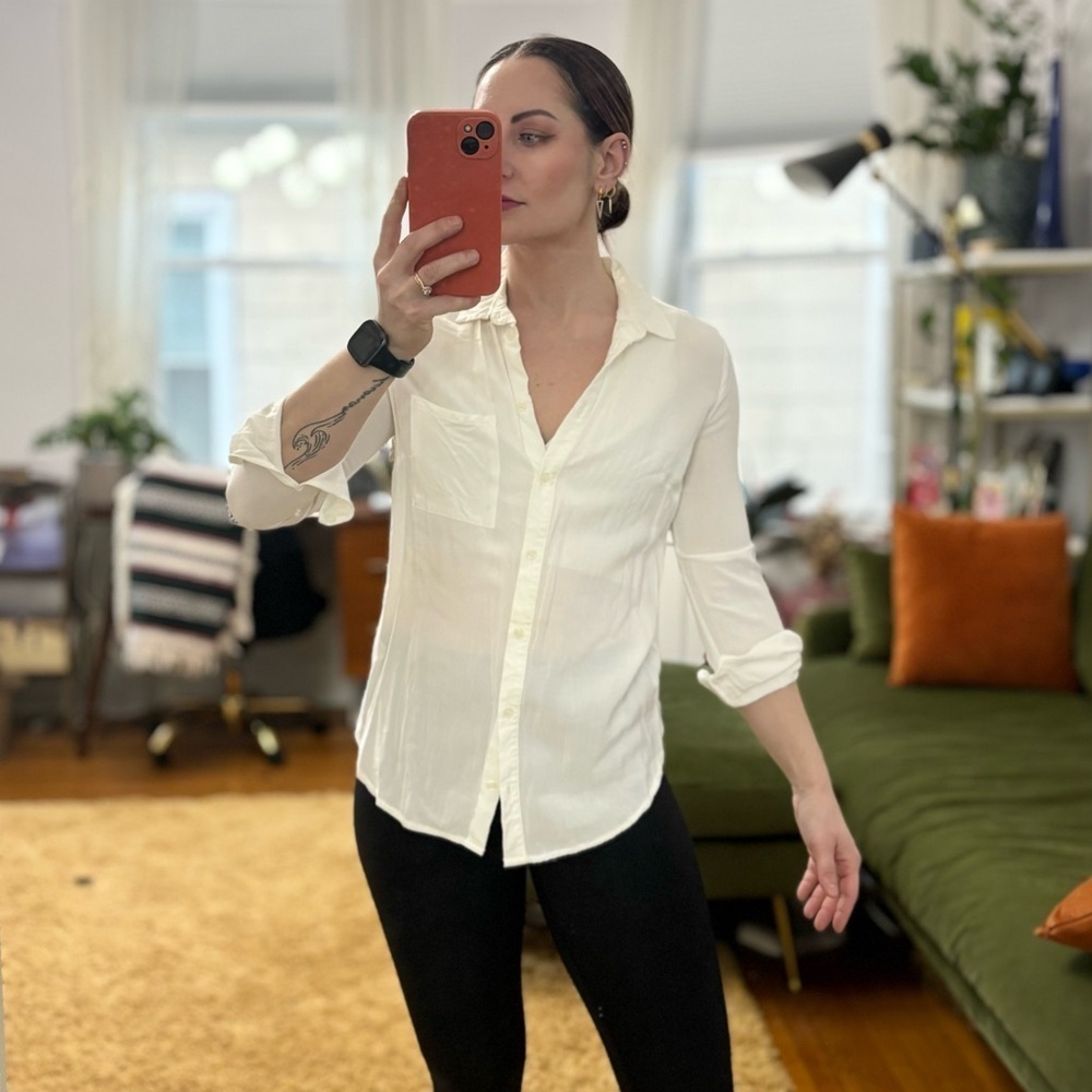 H&M White Button Down Casual Top / Shirt Sz 4 - Picture 5 of 11